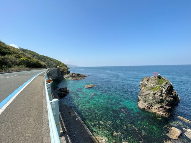 Beautiul coastal riding in Shikoku island on our bike tour in Japan