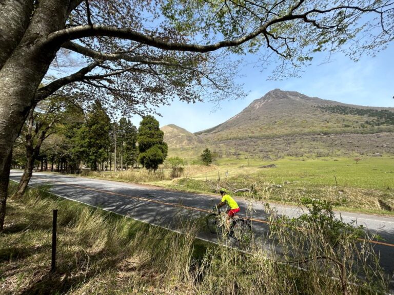 Cycle accross the Kyushu highlands on our bike tour in Japan